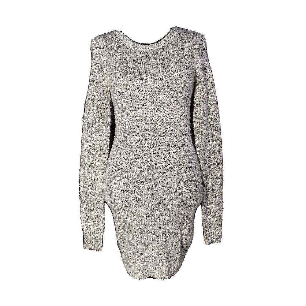 BCBGeneration Sweater Dress S Boucle Whisper White Black Heather Long Sl Soft